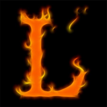 simsearch:400-06069214,k - Abstract symbol of alphabet. Flame-simulated on black background. Foto de stock - Super Valor sin royalties y Suscripción, Código: 400-05196810