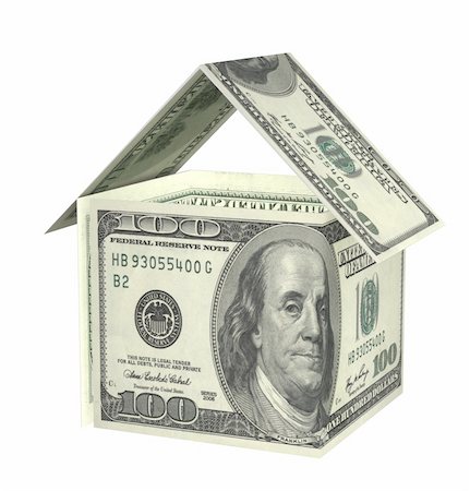 simsearch:400-04268399,k - House from dollar banknotes - isolated over white Stock Photo - Budget Royalty-Free & Subscription, Code: 400-05197270