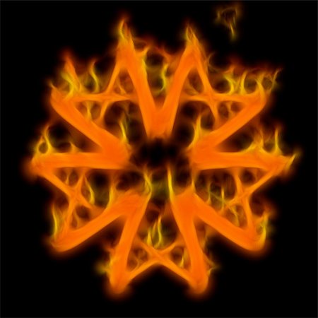 simsearch:400-06069214,k - Abstract of mystery pentagram-symbol. Flame-simulated on black background. Foto de stock - Super Valor sin royalties y Suscripción, Código: 400-05197498