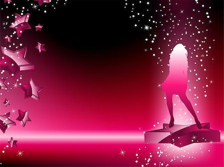 Girl Dancing on Star Pink Flyer. Editable Vector Image Stock Photo - Budget Royalty-Free & Subscription, Code: 400-05198260