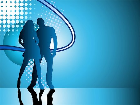 simsearch:400-04474927,k - Sexy couple silhouette on blue background. Editable Vector Image Stock Photo - Budget Royalty-Free & Subscription, Code: 400-05199822