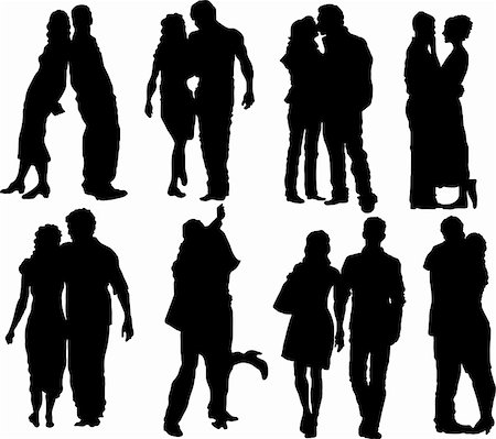 peace silhouette in black - Set of happy couple silhouettes. Vector Illustration Stock Photo - Budget Royalty-Free & Subscription, Code: 400-05191560