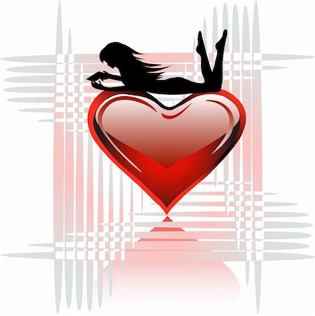 drawing a girl lying on the heart symbolizing love Stock Photo - Budget Royalty-Free & Subscription, Code: 400-05192568