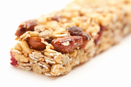 Granola Bar Isolated on a White Background with Narrow Depth of Field. Stock Photo - Budget Royalty-Free & Subscription, Code: 400-05205743