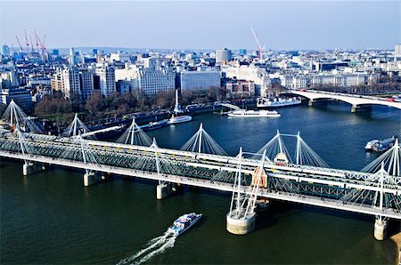 Hungerford bridge seen from London Eye in England Stock Photo - Budget Royalty-Free & Subscription, Code: 400-05206760