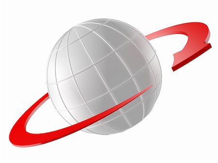 3D rendered Globe with red arrow as orbit. Isolated on white Stock Photo - Budget Royalty-Free & Subscription, Code: 400-05207018