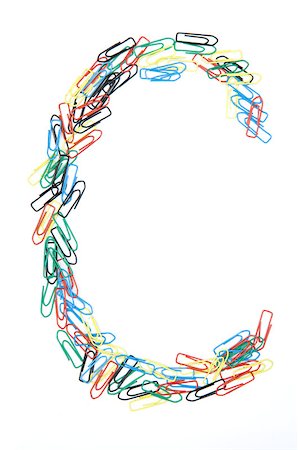 Letter C formed with colorful paperclips Stock Photo - Budget Royalty-Free & Subscription, Code: 400-05208678