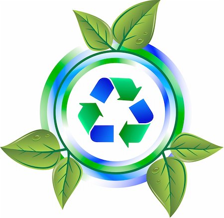 recycle green icon with leaves Stock Photo - Budget Royalty-Free & Subscription, Code: 400-05209260