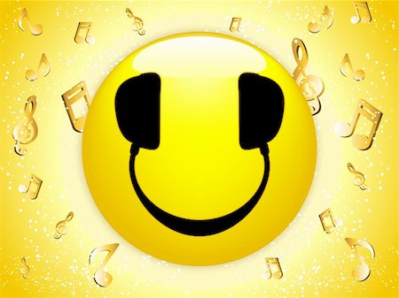 funky music notes - Smiley DJ Background with Music Notes and Stars. Editable Vector Image Stock Photo - Budget Royalty-Free & Subscription, Code: 400-05202002