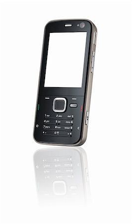 simsearch:400-06632132,k - Mobile smart phone with empty screen isolated on white Stock Photo - Budget Royalty-Free & Subscription, Code: 400-05203215