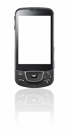 simsearch:400-06632132,k - Mobile smart phone with empty screen isolated on white Stock Photo - Budget Royalty-Free & Subscription, Code: 400-05203217