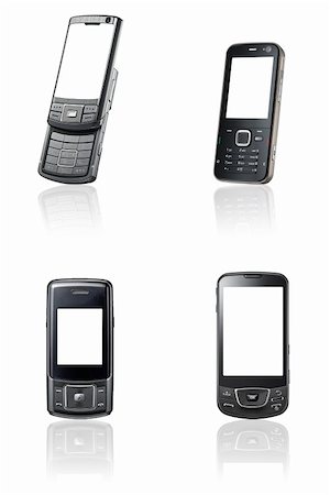 simsearch:400-06632132,k - Mobile smart phone with empty screen isolated on white Stock Photo - Budget Royalty-Free & Subscription, Code: 400-05203219