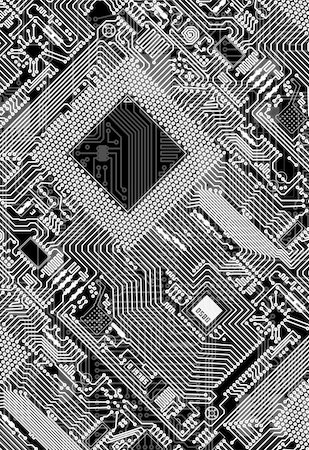 Illustration - vertical circuit board electronic monochrome background Stock Photo - Budget Royalty-Free & Subscription, Code: 400-05203552