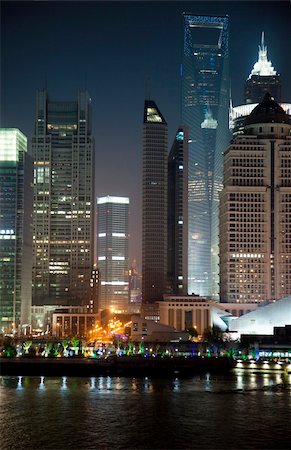 Night view of Shanghai, China /  Pudong / modern buildings Stock Photo - Budget Royalty-Free & Subscription, Code: 400-05214172