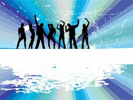 simsearch:400-05118638,k - vector illustration of dancing people silhouettes on an abstract  background Stock Photo - Budget Royalty-Free & Subscription, Code: 400-05214670