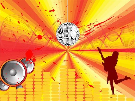 simsearch:400-05118638,k - vector illustration of a female silhouette on an abstract disco background Stock Photo - Budget Royalty-Free & Subscription, Code: 400-05215085