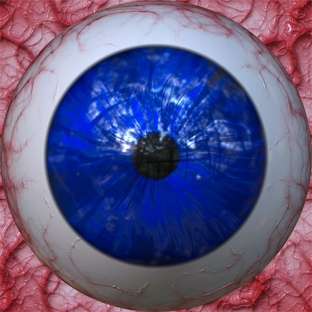 Creepy eyeball with blue pupil closeup view Stock Photo - Budget Royalty-Free & Subscription, Code: 400-05216290