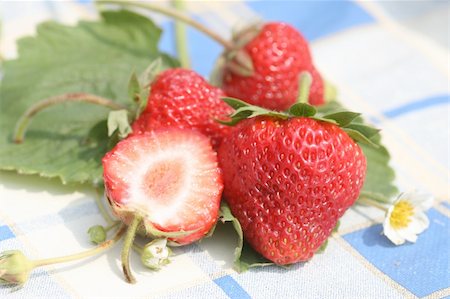 simsearch:400-05370991,k - Red nice strawberry laying on the tablecloth Stock Photo - Budget Royalty-Free & Subscription, Code: 400-05216394