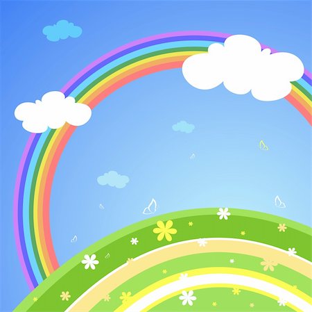Abstract lanscape with rainbow, vector illustration Stock Photo - Budget Royalty-Free & Subscription, Code: 400-05216647