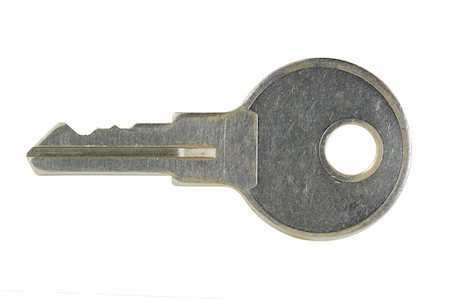 Old small key isolated on white with clipping path Stock Photo - Budget Royalty-Free & Subscription, Code: 400-05217196