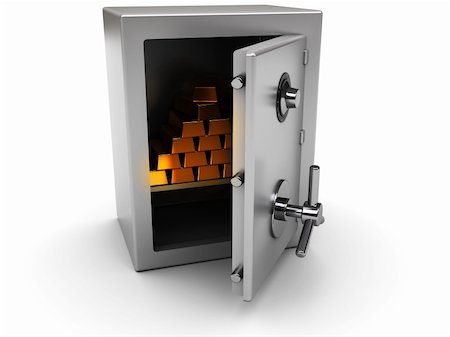 simsearch:400-05913816,k - 3d illustration of steel safe with golden bricks inside Stock Photo - Budget Royalty-Free & Subscription, Code: 400-05210261