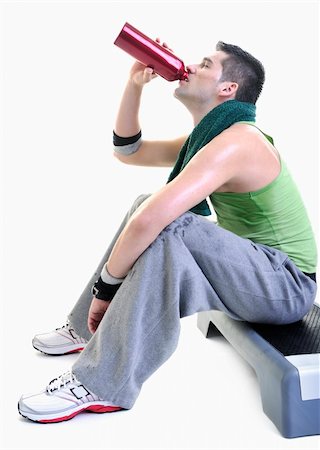 simsearch:400-05115517,k - young adult man relax and drink water with sweat on body Stock Photo - Budget Royalty-Free & Subscription, Code: 400-05210726
