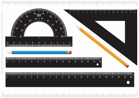 simsearch:400-04424177,k - Black ruler, measuring scale, protractor and pencil isolated on white background Stock Photo - Budget Royalty-Free & Subscription, Code: 400-05212117