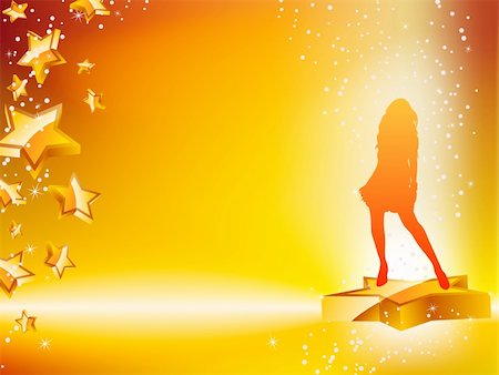 Girl Dancing on Star Yellow Flyer. Editable Vector Image Stock Photo - Budget Royalty-Free & Subscription, Code: 400-05212517