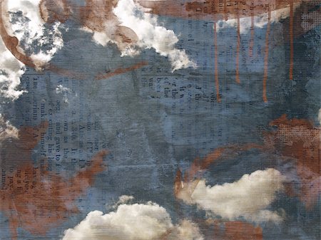 Retro image of cloudy sky. Background - vintage grunge newspaper Photographie de stock - Aubaine LD & Abonnement, Code: 400-05213207