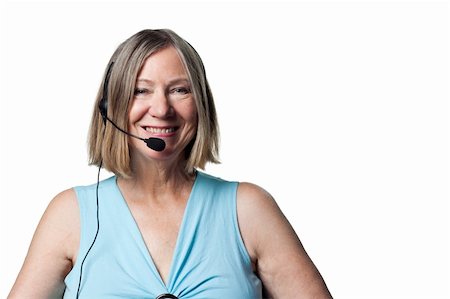 phone one person adult smile elderly - Smiling portrait of a telephone worker, happy and content Stock Photo - Budget Royalty-Free & Subscription, Code: 400-05213329