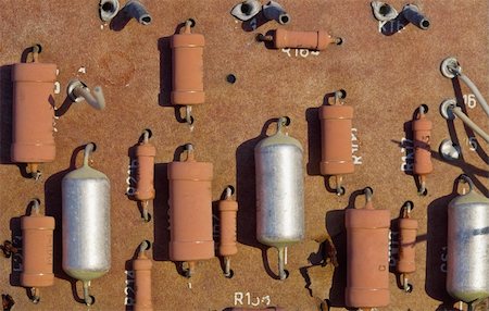 simsearch:400-05224637,k - Old spoiled electronic plate with resistors and capacitors Stock Photo - Budget Royalty-Free & Subscription, Code: 400-05224636