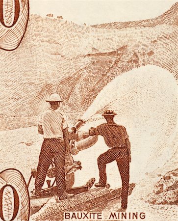 Bauxite Mining on 10 Dollars 1992 Banknote from Guyana. Stock Photo - Budget Royalty-Free & Subscription, Code: 400-05224741