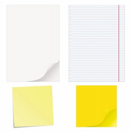 simsearch:400-04552970,k - Blank papers with curled corners and notepad lined page. Stock Photo - Budget Royalty-Free & Subscription, Code: 400-05226999