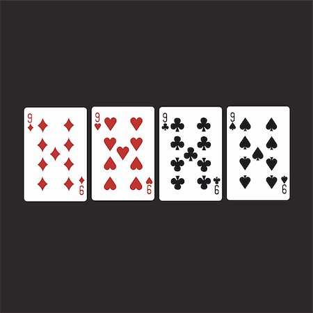 face cards queen - Four nine, variegated cards on a black background.Vector Stock Photo - Budget Royalty-Free & Subscription, Code: 400-05228346