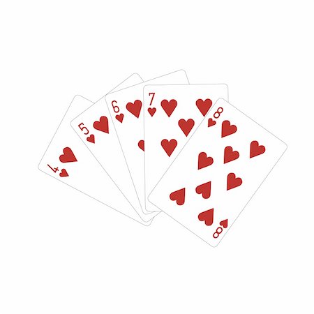 face cards queen - Playing cards: the four, the five, the six, the seven, the eight hearts of colour on a white background.Vector Stock Photo - Budget Royalty-Free & Subscription, Code: 400-05228347