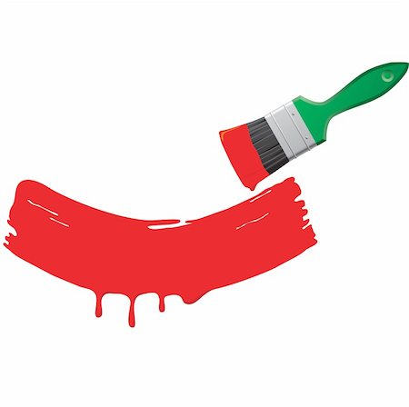 Red paint and green brush on a white background.vector Stock Photo - Budget Royalty-Free & Subscription, Code: 400-05228353