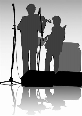 silhouette people performing - Vector drawing musical group in concert on stage Photographie de stock - Aubaine LD & Abonnement, Code: 400-05228485