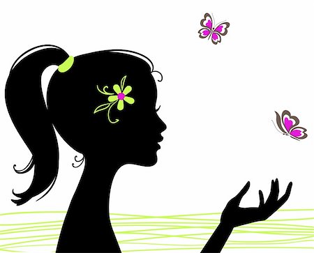 beautiful girl silhouette with butterfly Stock Photo - Budget Royalty-Free & Subscription, Code: 400-05229373