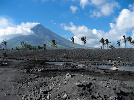 picture of luzon landscape - river flowing through debris field from eruption of mount mayon volcano albay province luzon island in the philippines Stock Photo - Budget Royalty-Free & Subscription, Code: 400-05229594