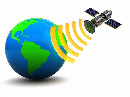simsearch:400-04024242,k - 3d illustration of satellite and earth globe, over white background Stock Photo - Budget Royalty-Free & Subscription, Code: 400-05229774