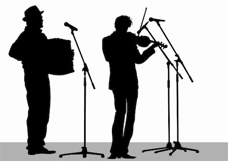 silhouette people performing - Vector drawing musical group in concert on stage Photographie de stock - Aubaine LD & Abonnement, Code: 400-05229966