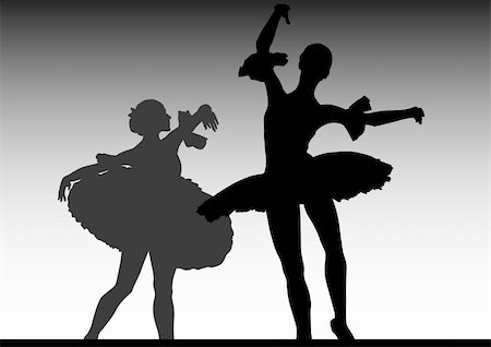 simsearch:400-04255721,k - Vector drawing of ballerinas dancing on stage Stock Photo - Budget Royalty-Free & Subscription, Code: 400-05220355