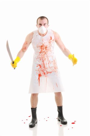 simsearch:400-04807287,k - Young man with big knife over white Stock Photo - Budget Royalty-Free & Subscription, Code: 400-05221660