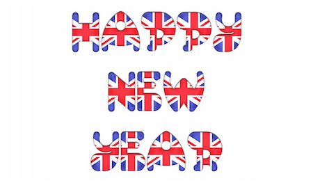 Happy New Year in England on the white background Stock Photo - Budget Royalty-Free & Subscription, Code: 400-05234852