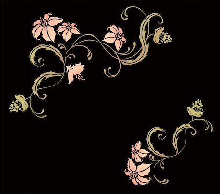 drawing of flower pattern in a black background Stock Photo - Budget Royalty-Free & Subscription, Code: 400-05236242