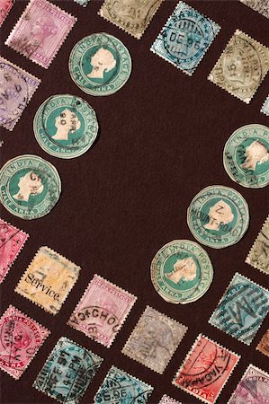 simsearch:400-04832369,k - Close up of ancient old postal stamps Photographie de stock - Aubaine LD & Abonnement, Code: 400-05237767