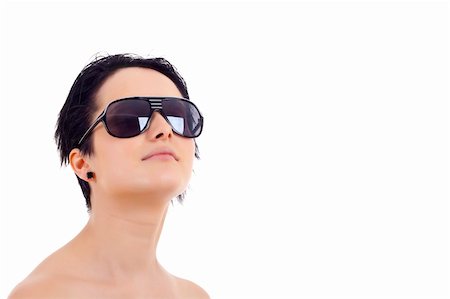 simsearch:400-05678958,k - Woman in sunglasses. Fashion portrait. over white background Photographie de stock - Aubaine LD & Abonnement, Code: 400-05238760