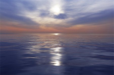 simsearch:400-07748817,k - sunrise sunset seascape cloudy reflection in mediterranean sea Stock Photo - Budget Royalty-Free & Subscription, Code: 400-05239939