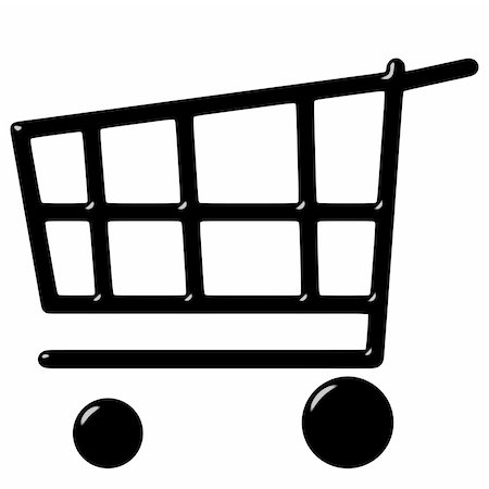 shopping cart icon - 3D Shopping Cart isolated in white Stock Photo - Budget Royalty-Free & Subscription, Code: 400-05233490