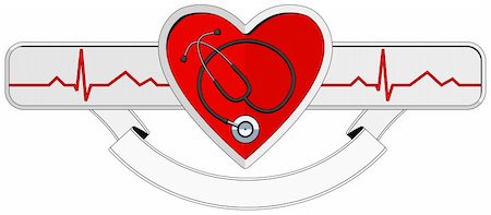 stethoscope graphic design - Heart and stethoscope with heraldic elements, isolated vector illustrations Stock Photo - Budget Royalty-Free & Subscription, Code: 400-05245586